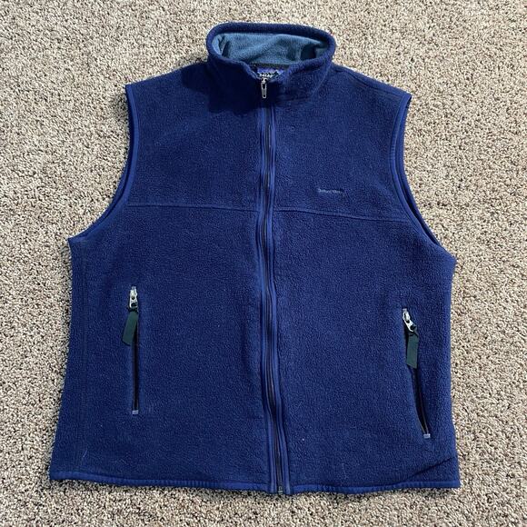 Patagonia Jackets & Blazers - Vintage Patagonia Synchilla Vest Blue Full Zip Made in USA Size Large Gorpcore